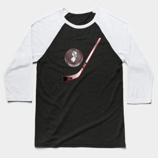 NHL - NJ White Stick Silver White Puck Baseball T-Shirt